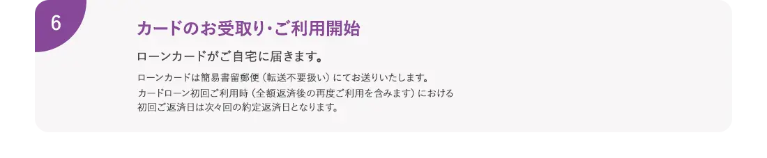 カードのお受取り・ご利用開始