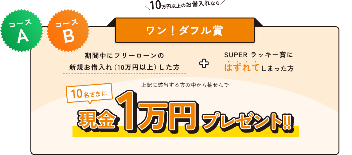 ＼10万円以上のお借入れなら／ ワン！ダフル賞
