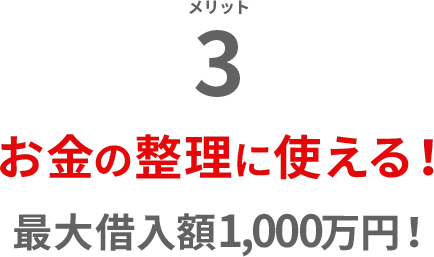 お金の整理に使える！最大借入額1,000万円！